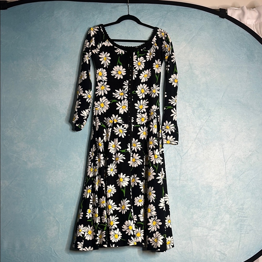 Betsey Johnson Vintage Archive Label Daisy Print Maxi Dress